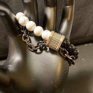 Natural Map Stone Stainless Steel wrap Bracelet